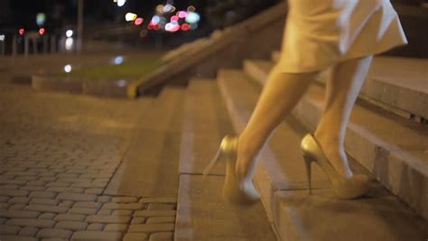 Sexy Young Woman High Heels Walking Stock Footage Video 100 Royalty