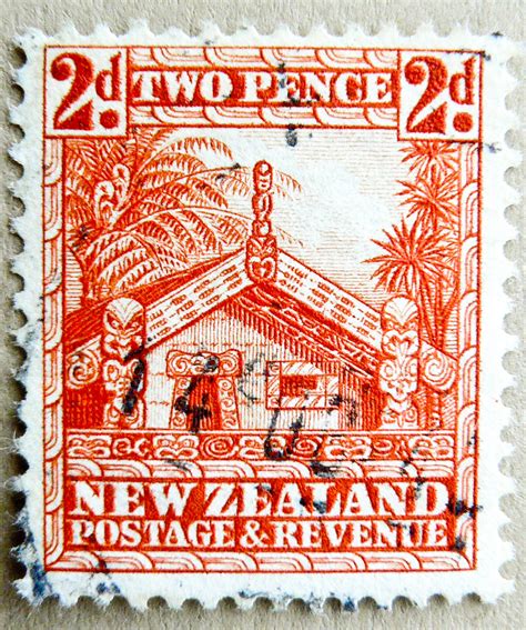 Postage And Revenue Stamp New Zealand 2d Maori House 邮票 新西兰 Flickr