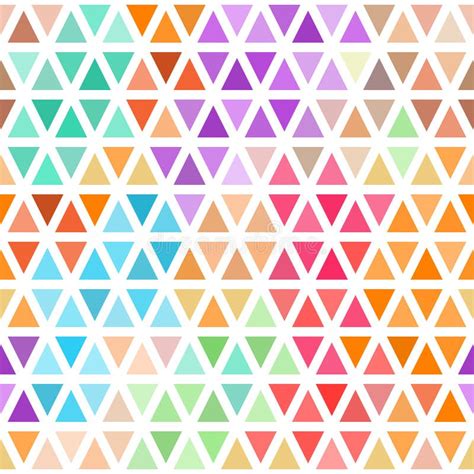 Abstract Seamless Pattern Of Bright Colored Triangles On White Stock