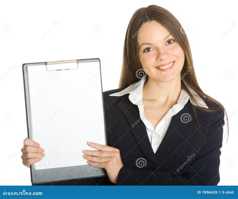 Business Woman Holding A Blank Clipboard Stock Photo Image Of