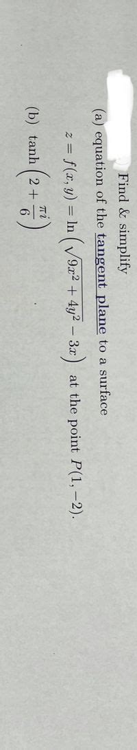 Answered: Find & simplify (a) equation of the… | bartleby
