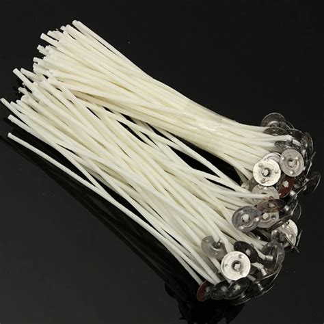 100pcs Quality White Candle Wicks Cotton Core Waxed With Sustainers Diy