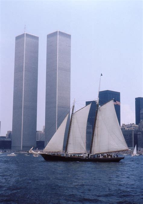 The Twin Towers With The Schooner America 4th July 1976 Photograph By