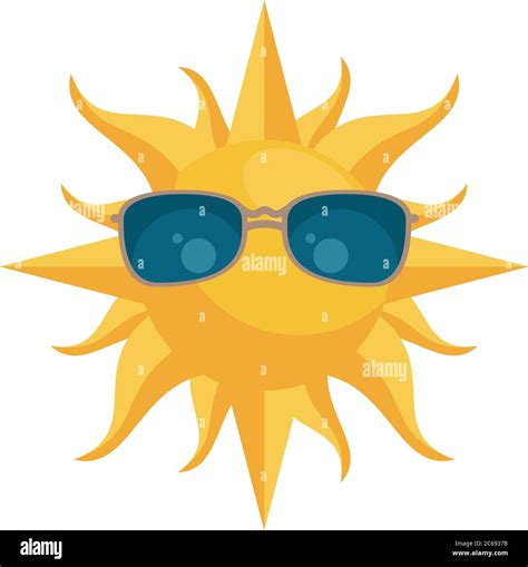 Summer Sun Hot With Sunglasses Vector Illustration Design Stock Vector