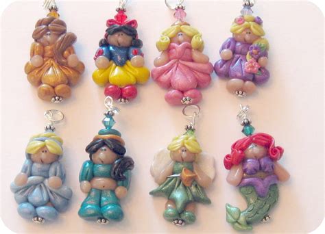 Boutique Polymer Clay Disney Princess Charms Set Of 8