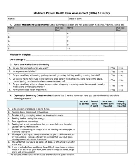 Free 7 Health Risk Assessments In Pdf Ms Word
