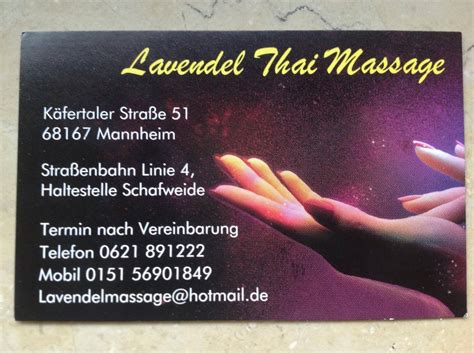 Lavendel Thaimassage Mannheim Käfertaler Str 51 68167 Mannheim Tel