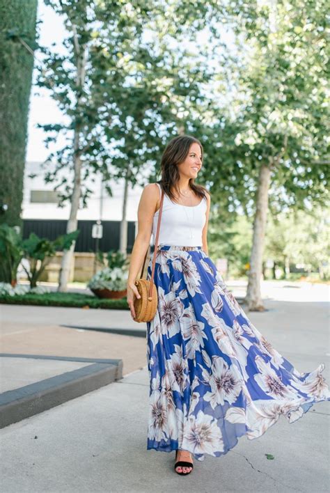 Blue Floral Maxi Skirt Lady In Violet Houston Fashion Blogger Lady