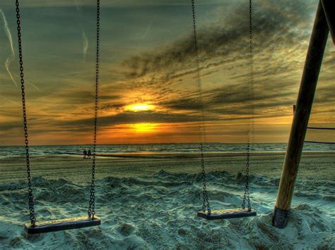 Sunset Hd Desktop Desktop Wallpaper Beach Swing Wild Waters Tree