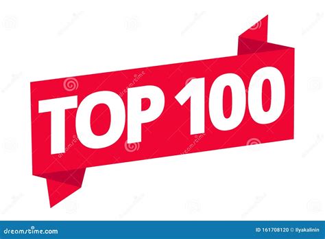 Top 100 Best Ten List Red Word On Ribbon Winner Tape Award Text