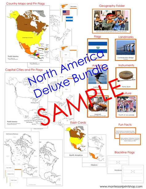 Deluxe North America Geography Bundle Maps Pin Flags Facts And