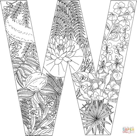 Click on the link of your choice (below) to print the template. Letter W with Plants coloring page | Free Printable ...