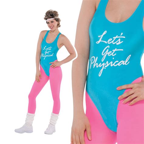 80s Lets Get Physical Costume Ladies Sport Exercise Leotard Fancy Dress Outfit 809801720373 Ebay