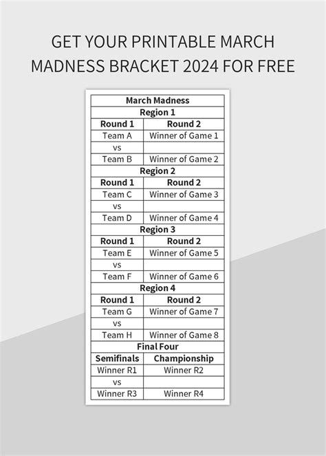 Get Your Printable March Madness Bracket 2024 For Free Excel Template