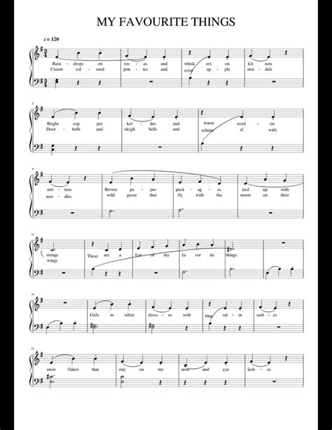 MY FAVOURITE THINGS sheet music for Piano download free in PDF or MIDI