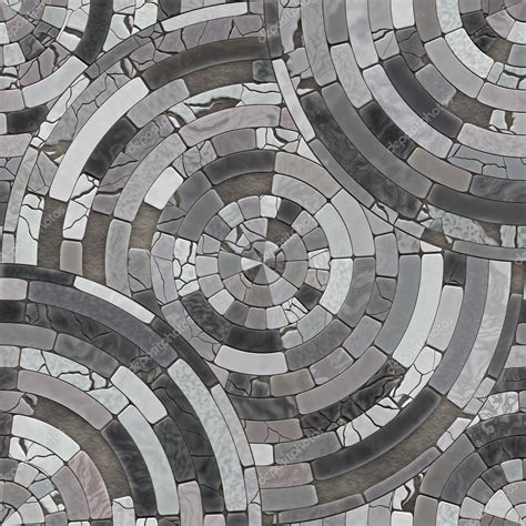 Cobble Circular Mosaic Seamless Texture Of Paving Stones Patte Stock