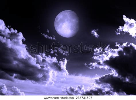 Moon Night Sky Clouds Elements This Stock Illustration 236731507