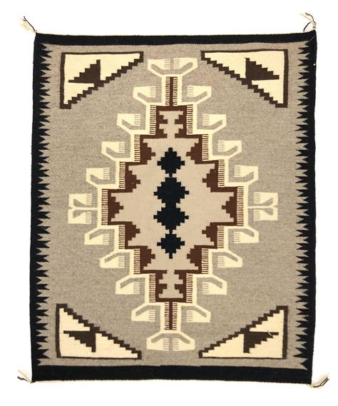 Lot Vintage Navajo Two Grey Hills Hand Woven Wool Rug