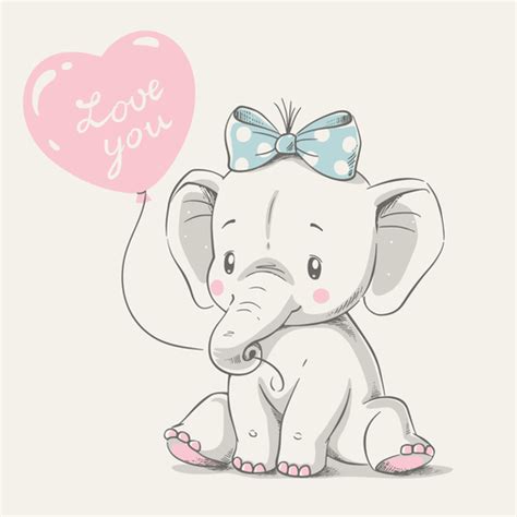 Cute Elephant Baby Cartoon Vector 02 Free Download