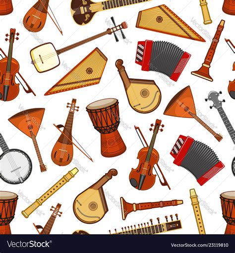 Musical Instruments Of Folk Music Seamless Pattern