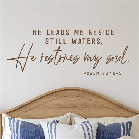 He Leads Me Beside Still Waters He Restores My Soul Christian Etsy