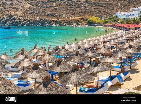 Psarou Beach Mykonos Island Ciclades Islands Greece