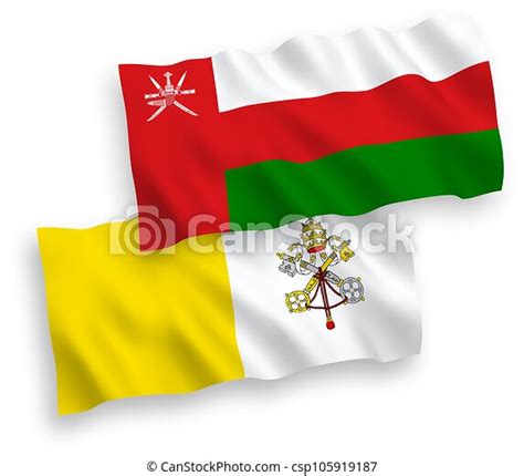 Flags Of Sultanate Of Oman And Vatican On A White Background National