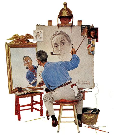 Marmont Hill Norman Rockwell Prints On Canvas Triple Self Portrait Art