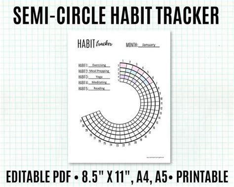This Semi Circle Habit Tracker Printable Is A Fun Way To Get Back On