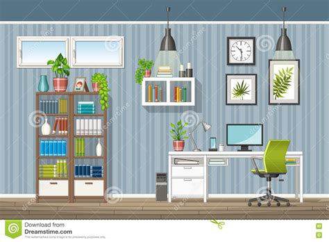 Illustration Of Interior Of A Modern Home Office Stock Vector