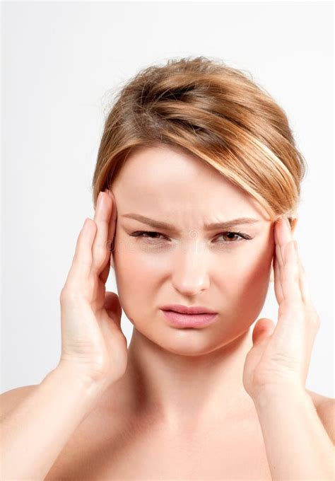 Woman Having Headache Migraine Stock Image Image Of Beautiful