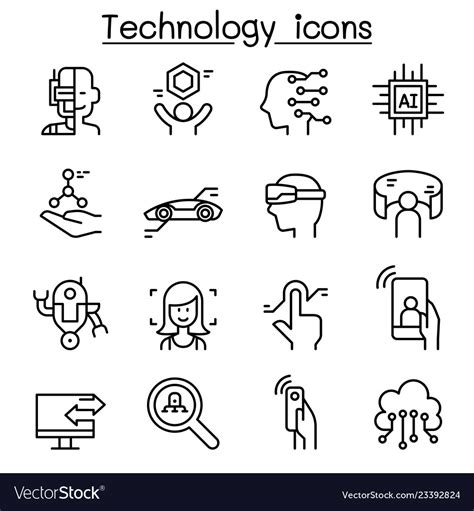 New Technology Icon Set In Thin Line Style Vector Image