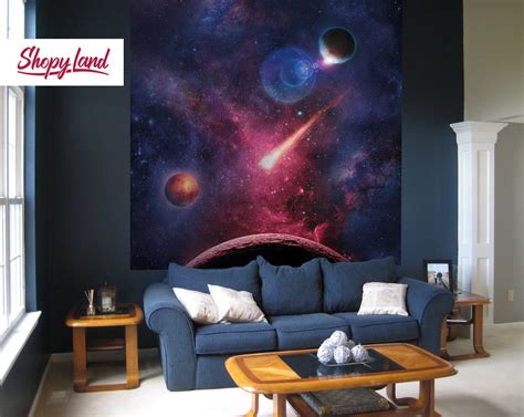 Nebula Removable Wallpaper Space Wall Mural Outer Space Wall Etsy