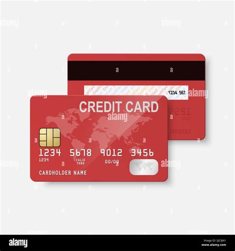 Vector 3d Realistic Red Credit Card With Map Isolated Design Template