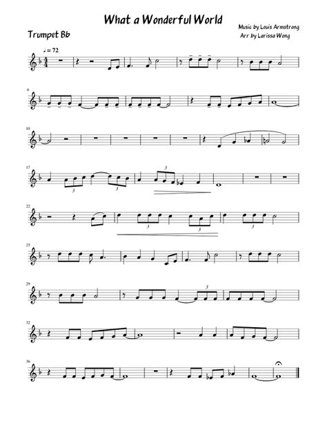 What A Wonderful World Trumpet Bb Sheet Music For Trumpet Download