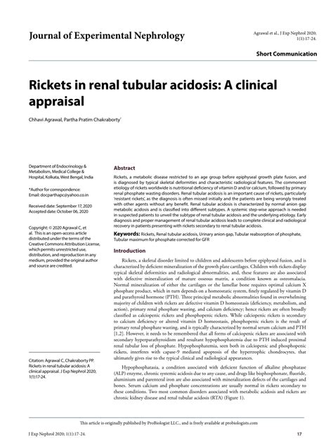 Pdf Rickets In Renal Tubular Acidosis A Clinical Appraisal