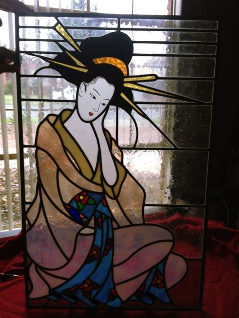 My Fathers Geisha Design Leadlight For Sale Stained Glass Art Stained Glass Designs