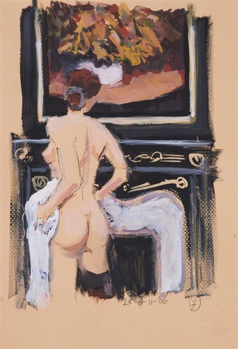 A Standing Nude In Front Of Fireplace Lieuwe Kingma