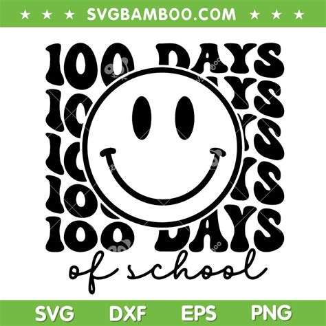 Smiley Face 100 Days Of School Svg Png