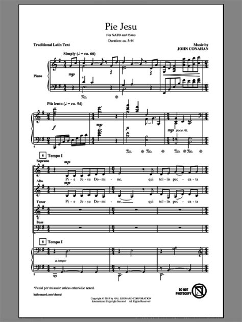 conahan pie jesu sheet music for choir satb soprano alto tenor bass