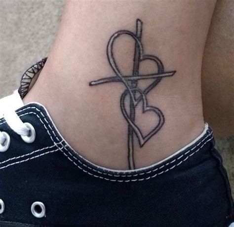 Cross And Hearts Tattoo My Favorite So Far Tattoos Heart Tattoo I