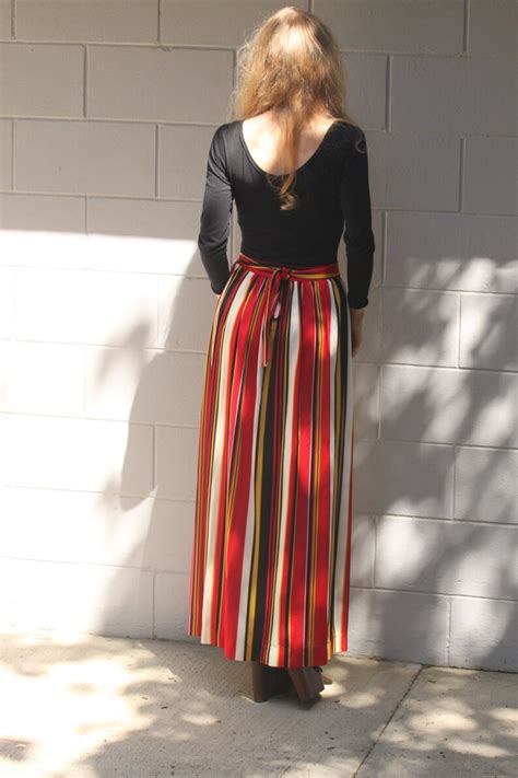 Vintage 70s Maxi Skirt Striped High Waist Hippie Festival Etsy