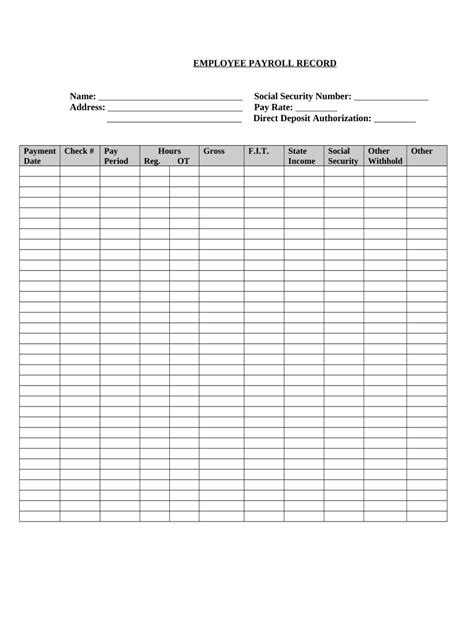 Employee Record Keeping Template