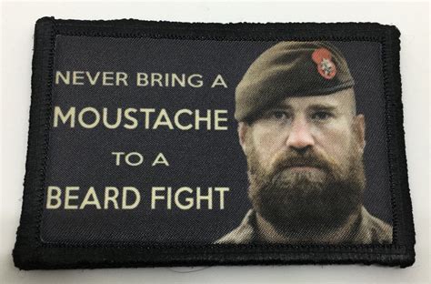 Never Bring A Mustache To A Beard Fight Morale Patch Custom Velcro