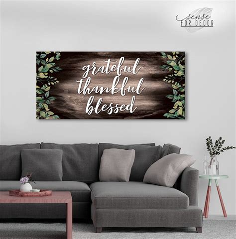 Christian Wall Art Grateful Thankful Blessed V15 Wood Frame Ready To