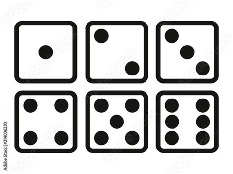 Set Of Dice Line Icon On White Background Six Dice Vector Illustration