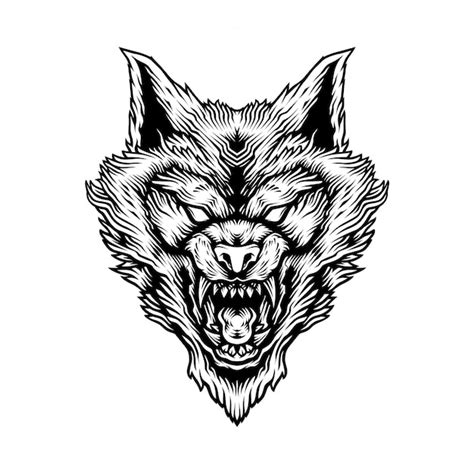 Premium Vector Detailed Angry Wolf Head Illustration