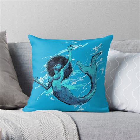 Blue Mermaid Throw Pillow By Chrisoconnell Throw Pillows Mermaid