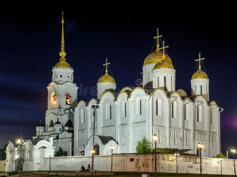 Night View Of Dormition Cathedral In Vladimir Stock Photo Image Of
