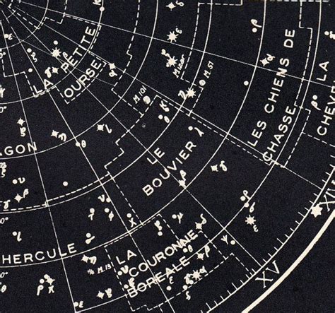 Star Chart Northern Sky Astronomy Print 1940s Von Carambasvintage